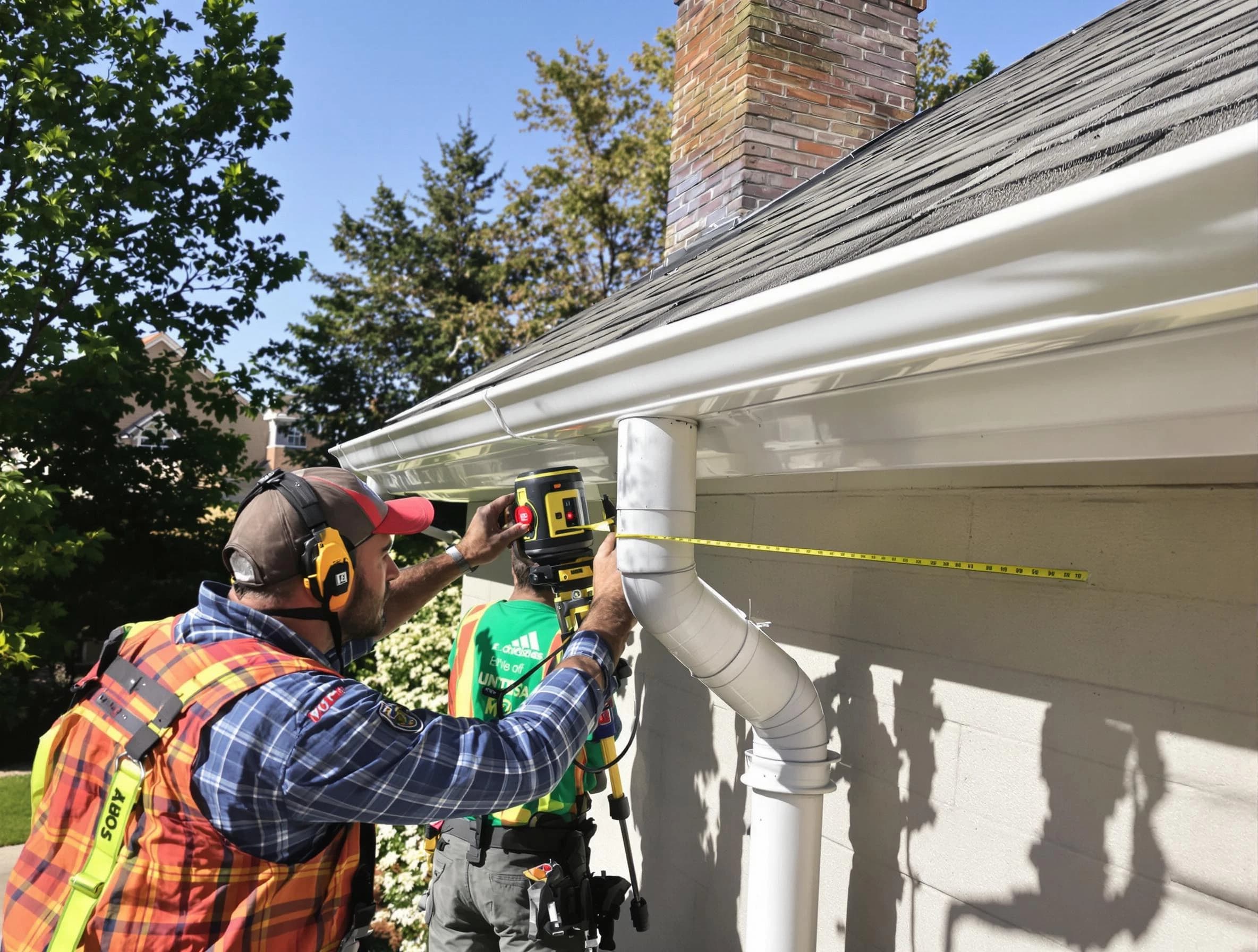 Streetsboro Roofing Company installing downspouts at a property in Streetsboro, OH