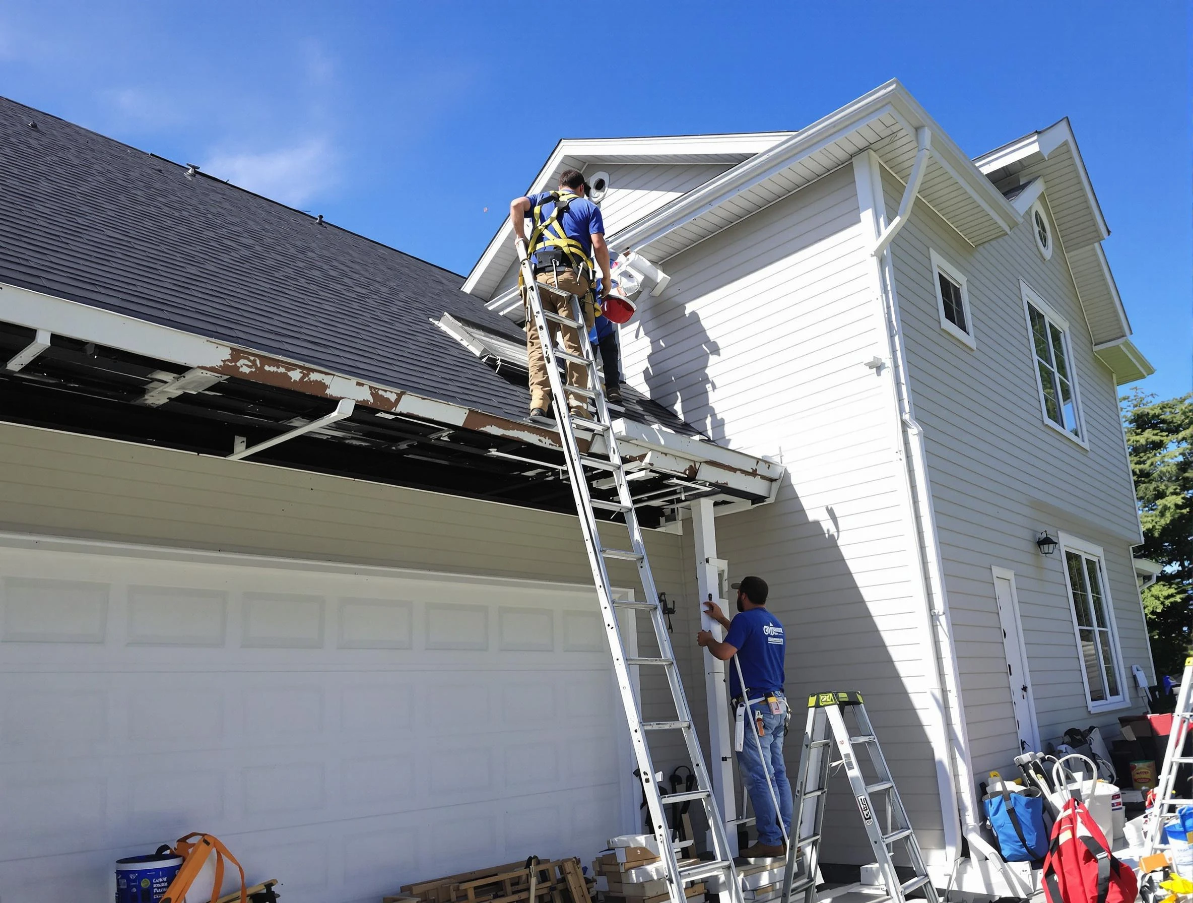 Newly replaced gutters by Streetsboro Roofing Company in Streetsboro, OH
